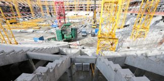 На стройплощадке ростовского стадиона завершают устройство монолитных поясов