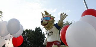 Ростовчан предупредили о штрафах за незаконное использование символики ФИФА волк забивака в парке революции // фото пресс-службы «Группы Агроком»