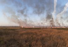 Спасатели потушили ландшафтный пожар на площади 5000 кв.м. в хуторе Нижнеподпольный