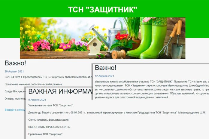 Коллаж из скриншотов сайта ТСН "Защитник"