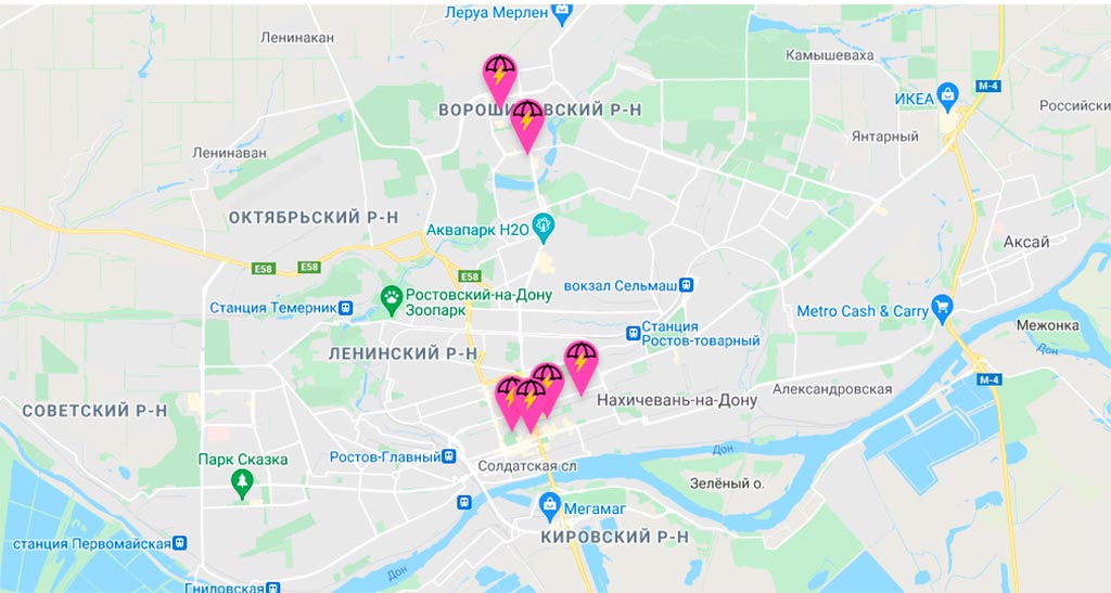Карта участников проекта «Позовите Галю» в Ростове-на-Дону