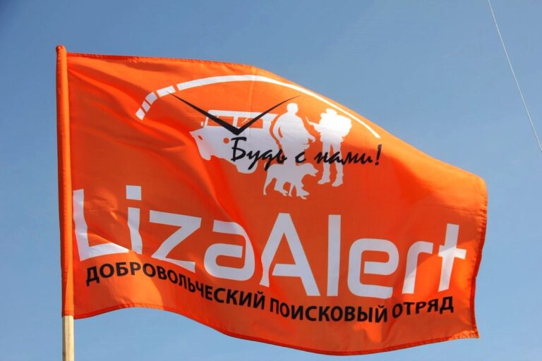 Флаг поисковой организации "Лиза Алерт" //Фото с сайта darykova.ru